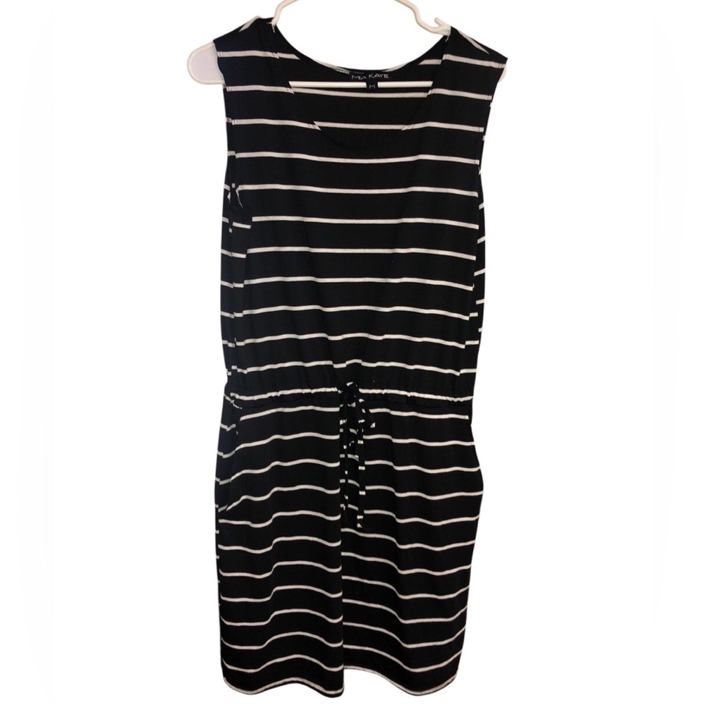 Casual Black and White Sleeveless Sheath Midi Dress